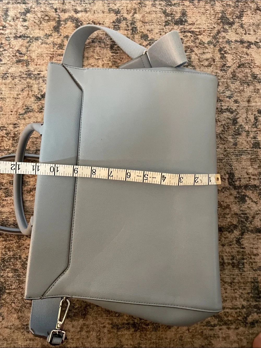 Calvin Klein Pale Gray Structured Top-Handle Satchel with Strap